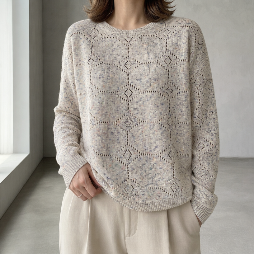 Elegant Women's Eyelet Lace Pullover for Effortless Everyday Style and Comfort