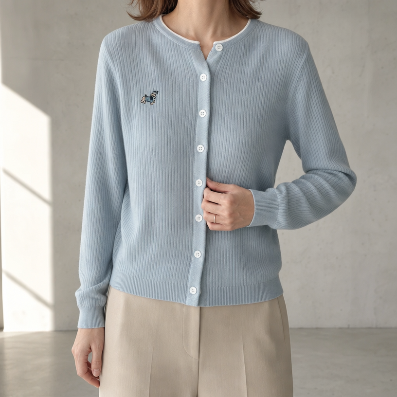 Comfortable Women's Embroidered Crewneck Cardigan with a Chic, Sophisticated Everyday Look
