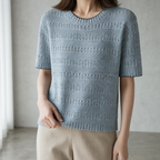 Comfortable Women's Eyelet Knit Pullover with a Chic, Sophisticated Everyday Look