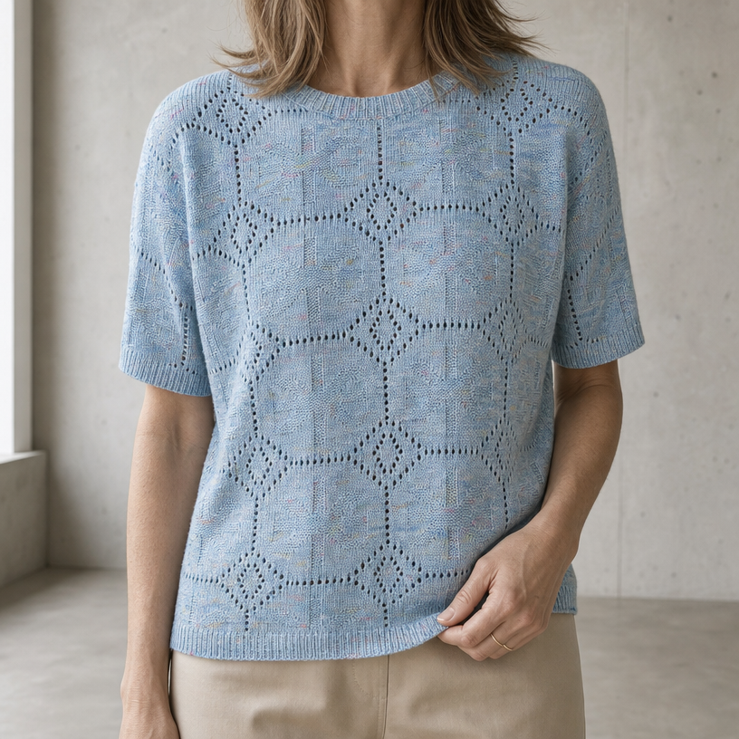 Comfortable Honeycomb Eyelet Pullover for Women with an Effortlessly Chic Style