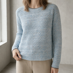 Stylish Women's Eyelet Stripe Pullover for Everyday Wear and Special Occasions