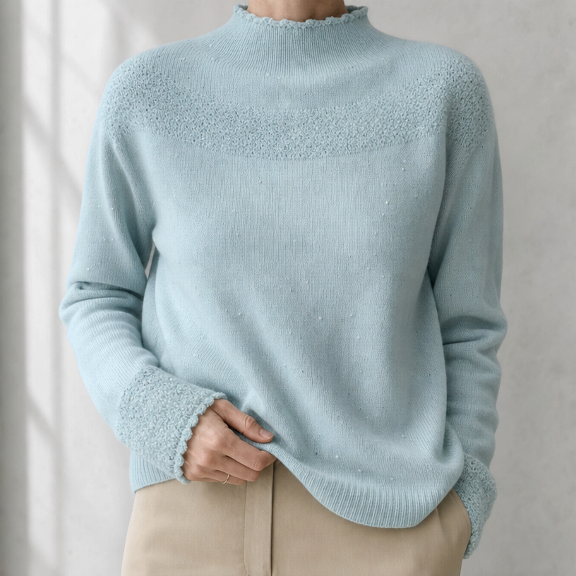Stylish Women's Mock Neck Yoke Pullover for Everyday Wear and Special Occasions