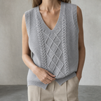 Comfortable Women's V-Neck Cable Vest for Effortless Everyday Elegance
