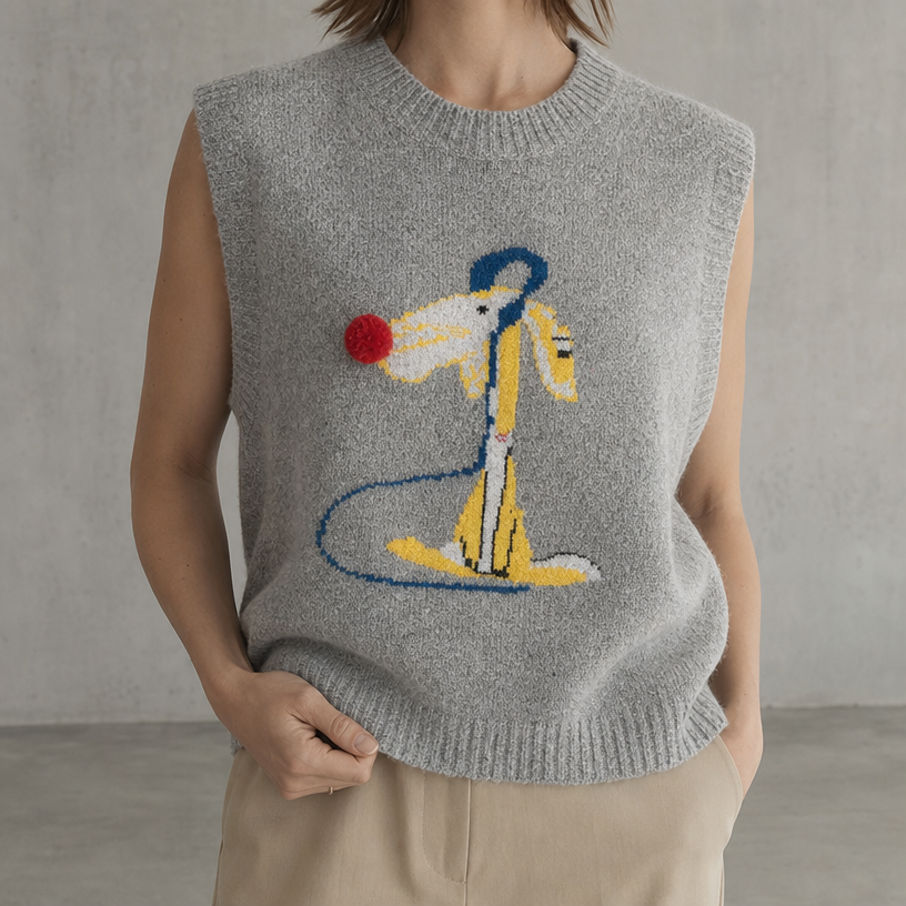 Comfortable Women's Intarsia Knit Vest for Effortless Everyday Elegance