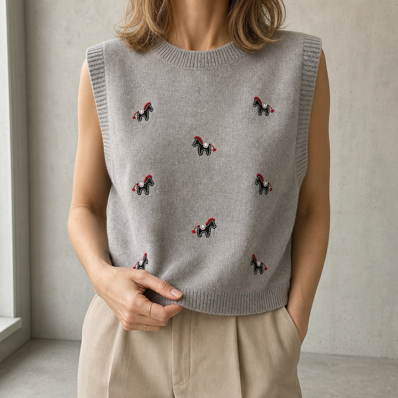 Comfortable Women's Cropped Embroidered Vest with a Chic, Sophisticated Everyday Look