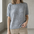 Stylish Short Sleeve Eyelet Pullover for Women with a Refined and Modern Appeal