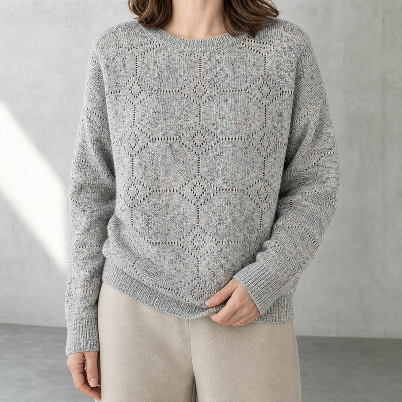 Elegant Women's Eyelet Lace Pullover for Effortless Everyday Style and Comfort