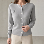 Comfortable Women's Embroidered Crewneck Cardigan with a Chic, Sophisticated Everyday Look