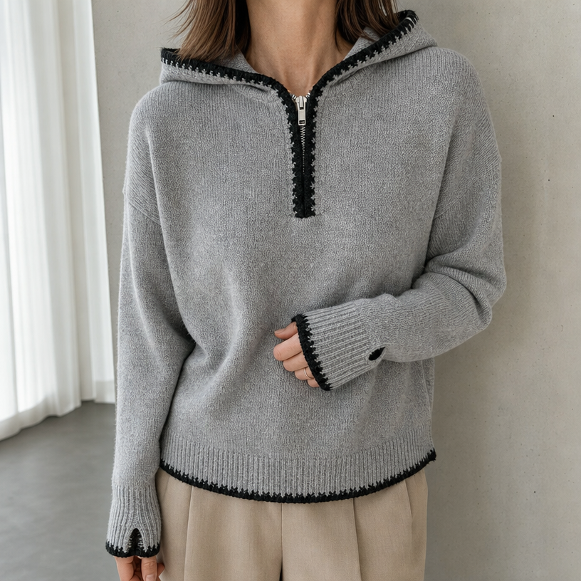 Stylish Women's Hooded Zip Pullover for Everyday Wear and Special Occasions