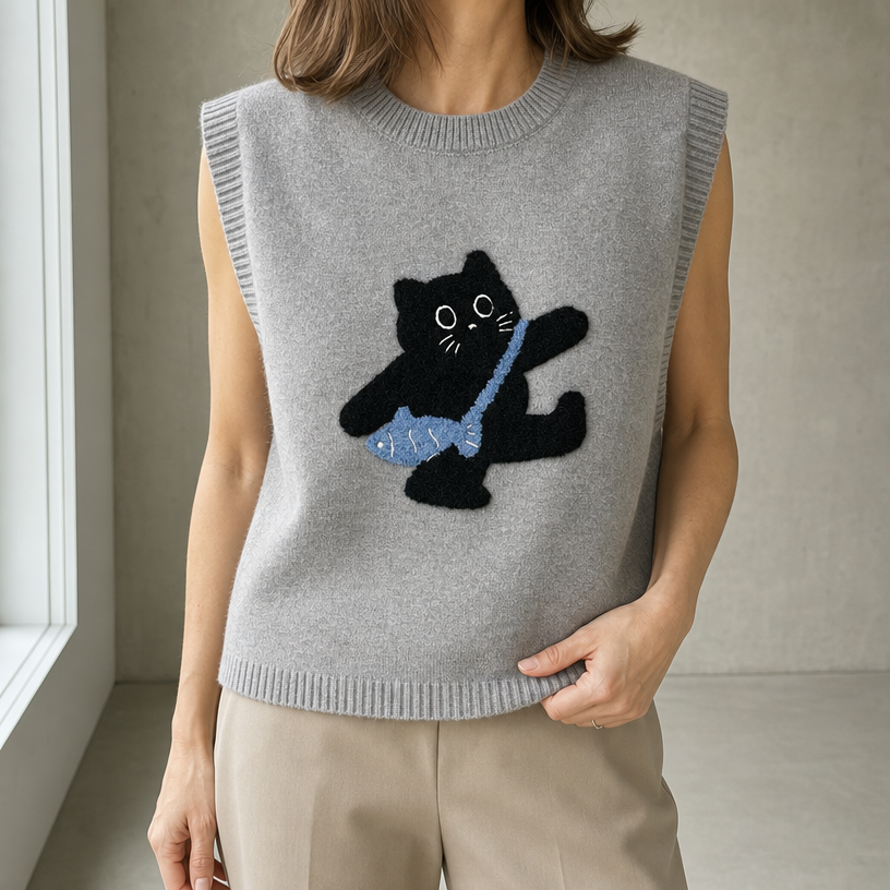 Elegant Women's Crewneck Knit Vest for Effortless Everyday Style and Comfort