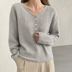 Stylish Women's V-Neck Button Pullover Designed for All-Day Comfort and Ease