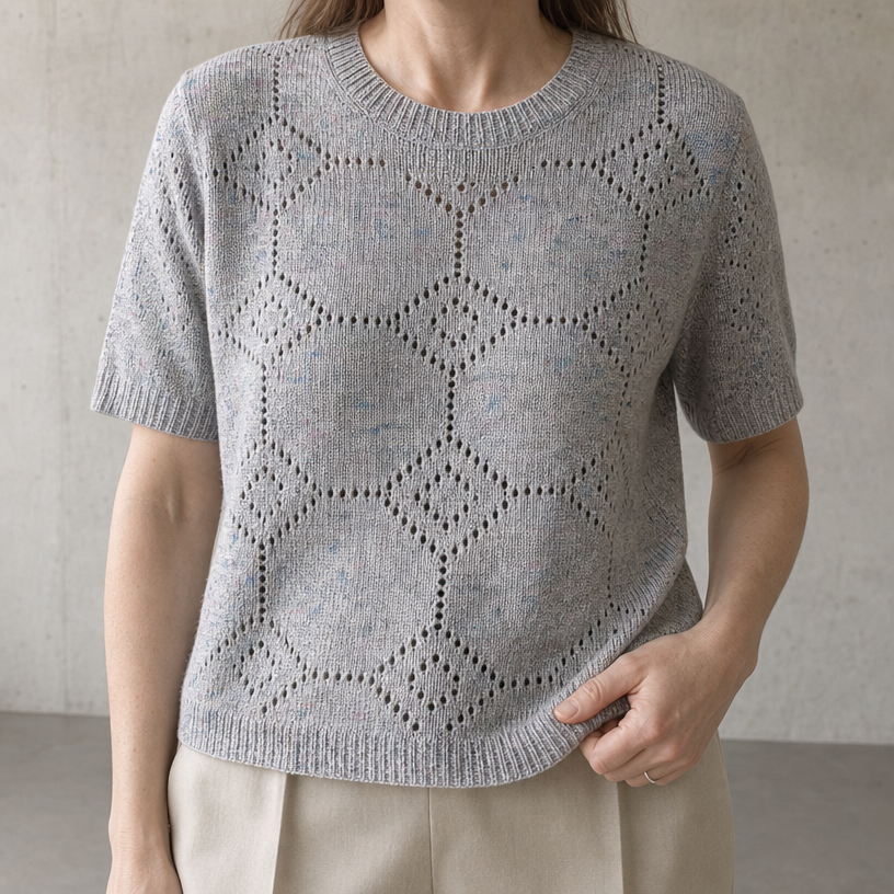 Comfortable Honeycomb Eyelet Pullover for Women with an Effortlessly Chic Style