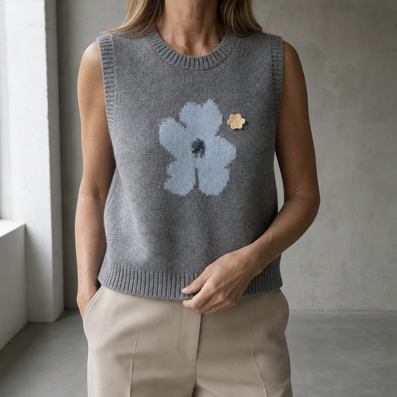 Stylish Cropped Intarsia Vest for Women with a Refined and Modern Appeal