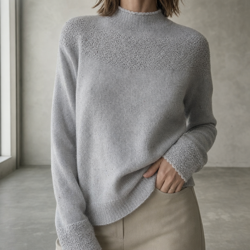Stylish Women's Mock Neck Yoke Pullover for Everyday Wear and Special Occasions