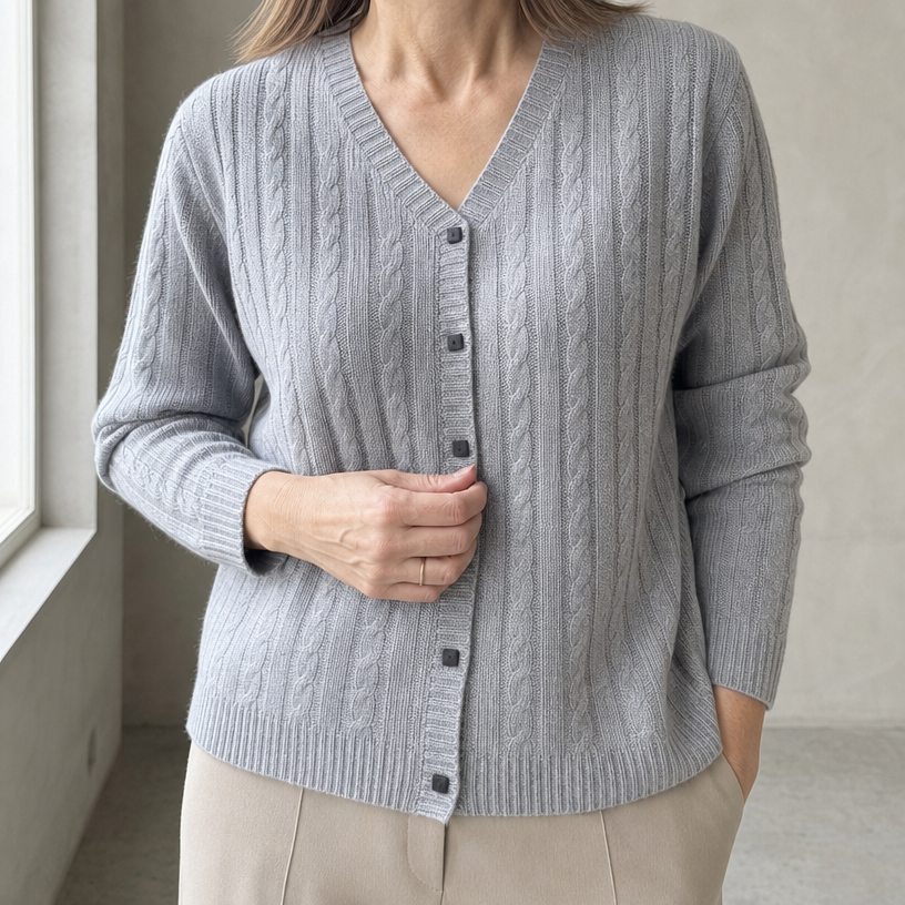 Stylish Ribbed Cable Cardigan for Women with a Refined and Modern Appeal