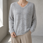 Elegant Women's V-Neck Lace Pullover for a Sophisticated, Polished Everyday Look
