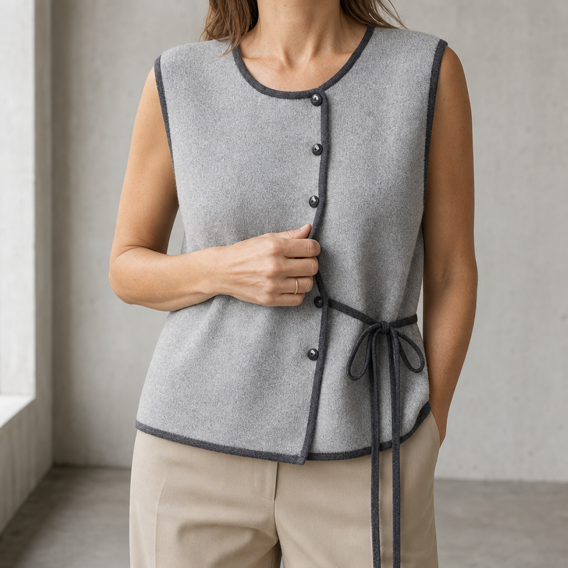 Elegant Women's Tie Front Button Vest for Effortless Everyday Style and Comfort