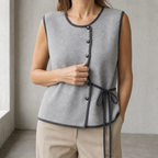 Elegant Women's Tie Front Button Vest for Effortless Everyday Style and Comfort