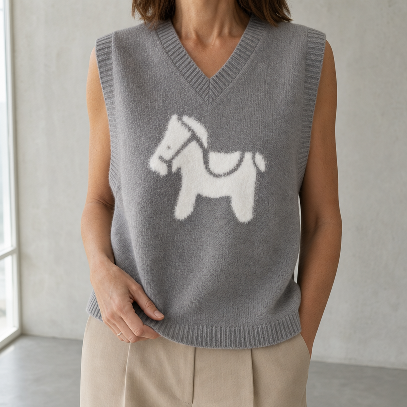 Comfortable Horse Motif Vest for Women with an Effortlessly Chic Style