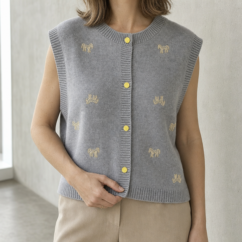 Elegant Button-Front Knit Vest for Women with a Modern, Timeless Design
