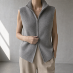 Comfortable Ribbed Zip-Up Vest for Women with an Effortlessly Chic Style