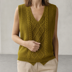 Comfortable Women's V-Neck Cable Vest for Effortless Everyday Elegance