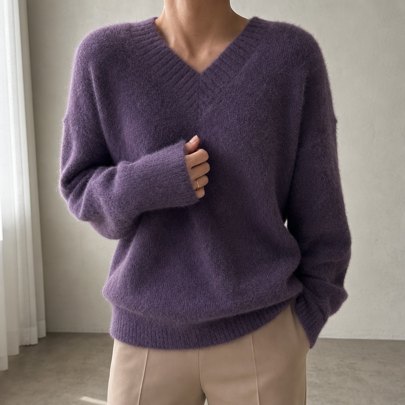 Stylish Women's Ribbed V-Neck Pullover for Everyday Wear and Special Occasions