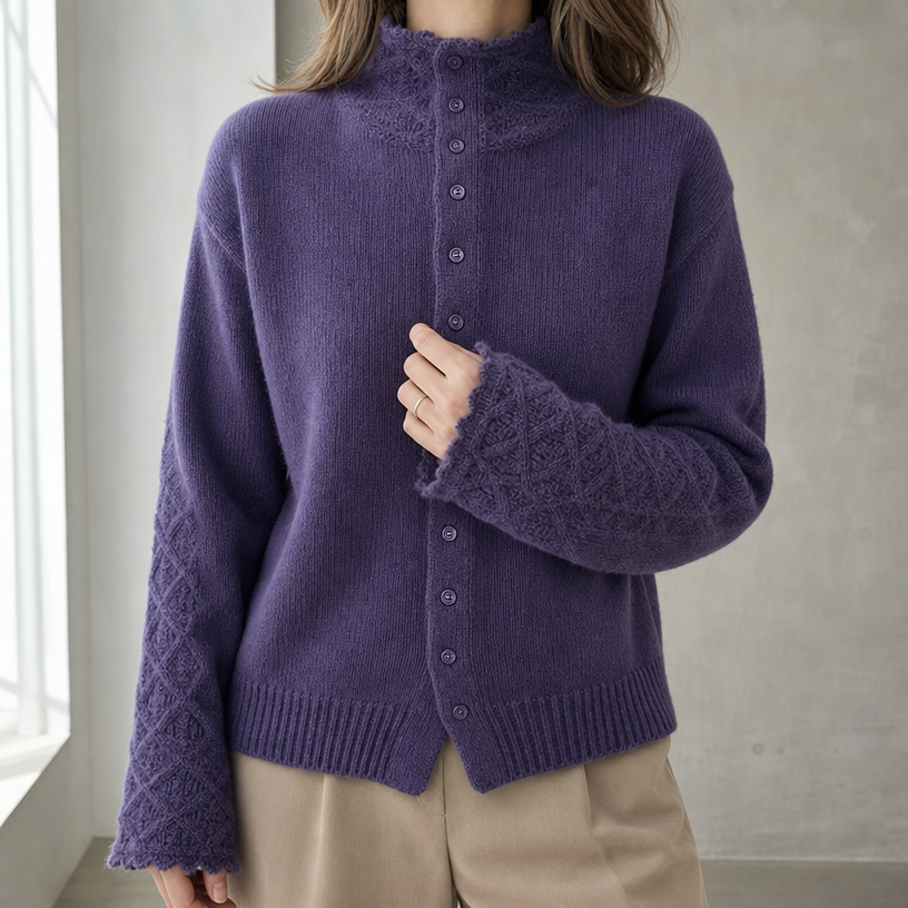 Stylish Mandarin Collar Cardigan for Women with a Refined and Modern Appeal