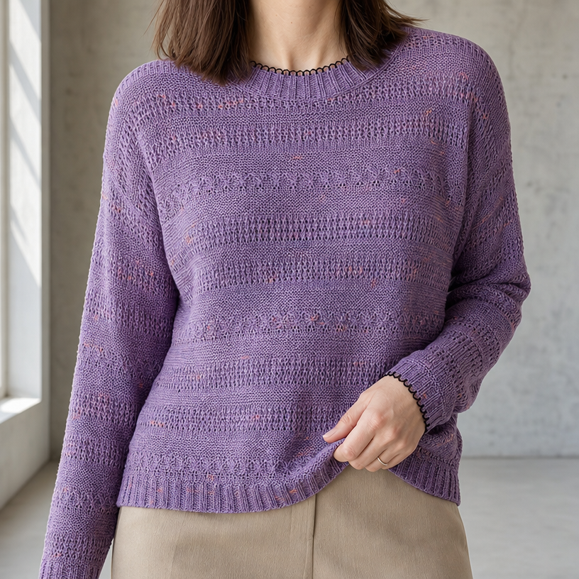 Stylish Women's Eyelet Stripe Pullover for Everyday Wear and Special Occasions