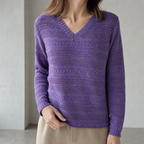 Elegant Eyelet V-Neck Pullover for Women Designed for Modern Everyday Style