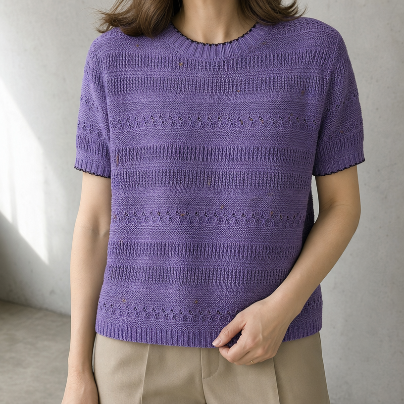 Comfortable Women's Eyelet Knit Pullover with a Chic, Sophisticated Everyday Look