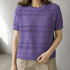Comfortable Women's Eyelet Knit Pullover with a Chic, Sophisticated Everyday Look