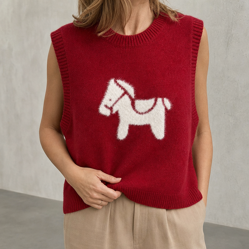 Stylish Women's Horse Motif Vest for Everyday Wear and Special Occasions