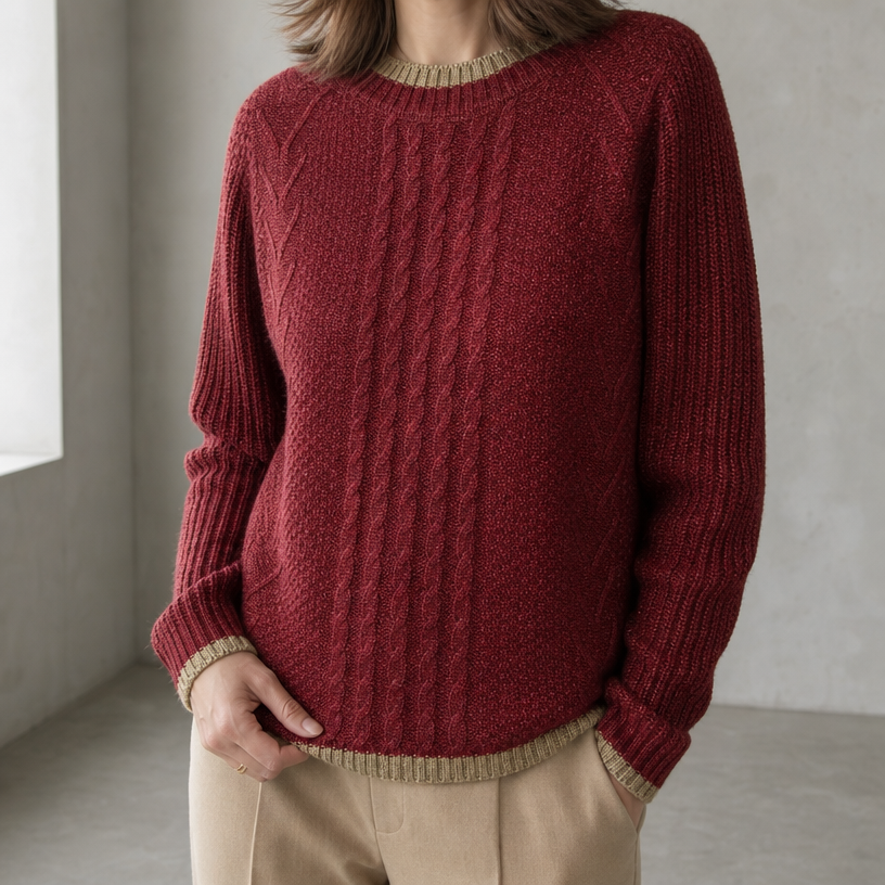 Elegant Raglan Cable Pullover for Women with a Modern, Timeless Design