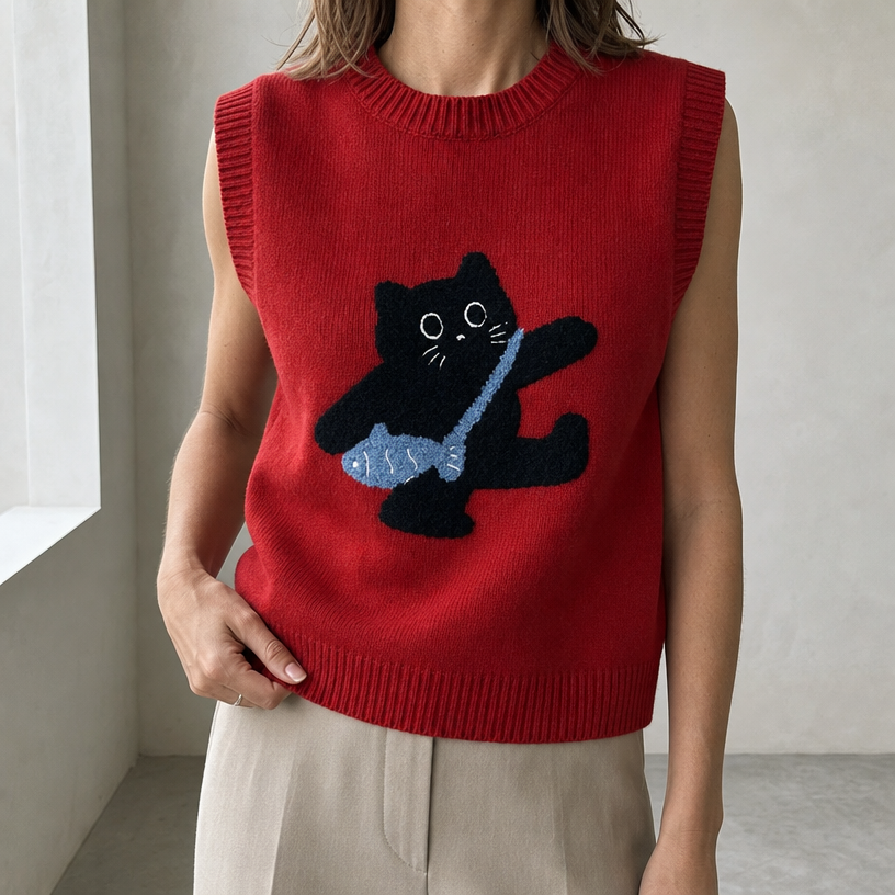 Elegant Women's Crewneck Knit Vest for Effortless Everyday Style and Comfort