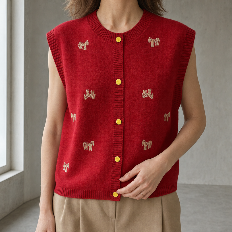 Elegant Button-Front Knit Vest for Women with a Modern, Timeless Design