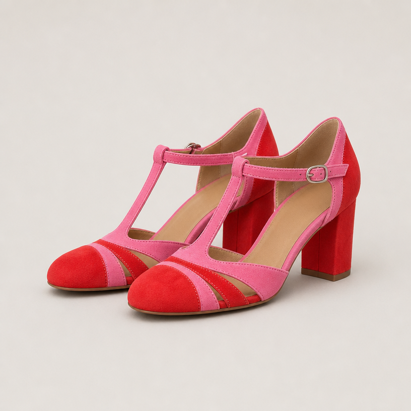 Elegant Women's Color T-Strap Pumps for Effortless Everyday Style and Comfort
