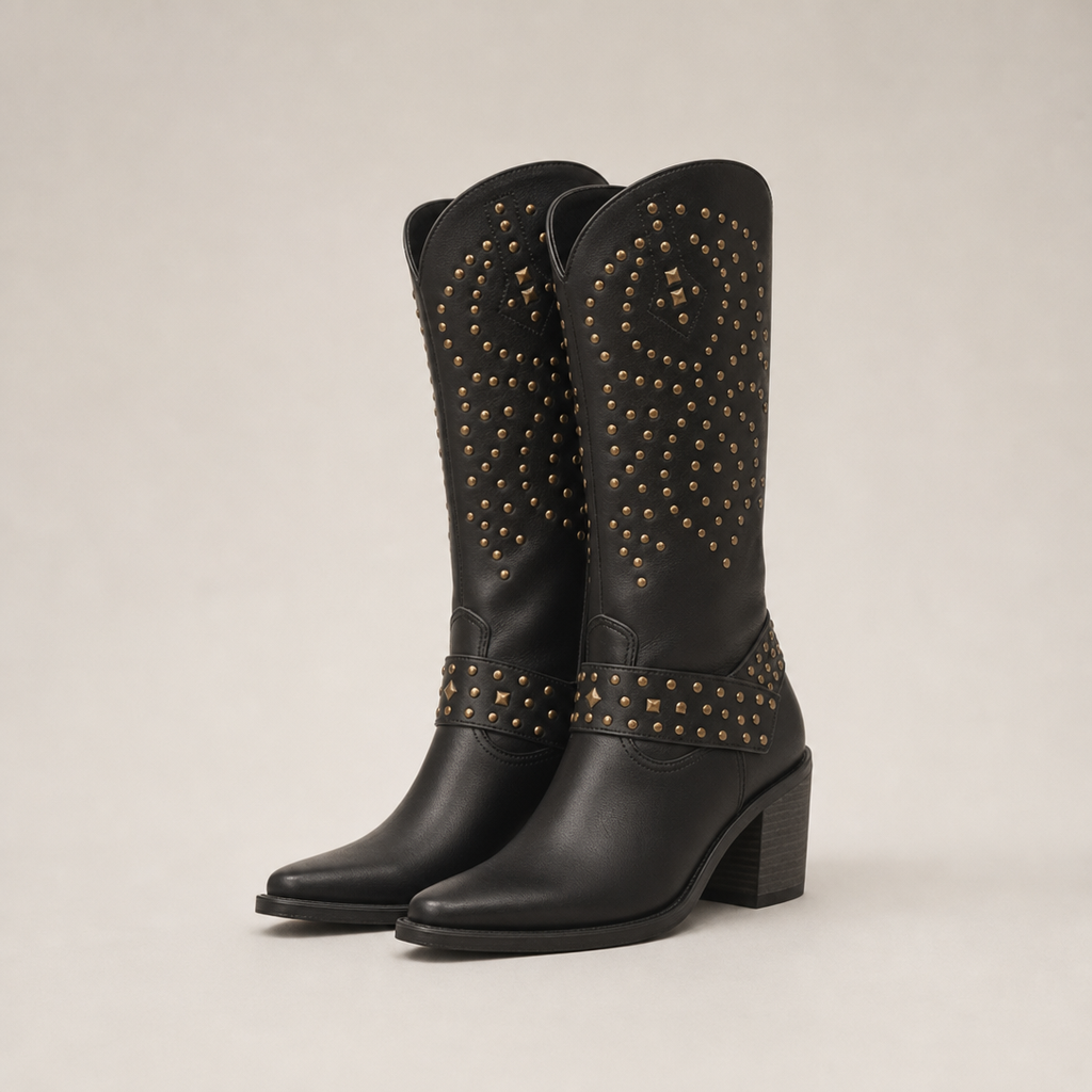 Comfortable Women's Studded Heeled Boots for Cozy Autumn Days and Easy Styling