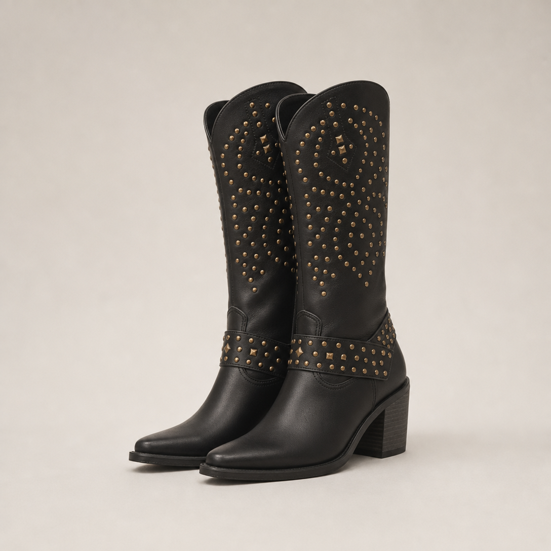 Comfortable Women's Studded Heeled Boots for Cozy Autumn Days and Easy Styling
