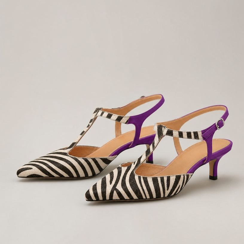 Elegant Women's Zebra T-Strap Pumps for Effortless Everyday Style and Comfort