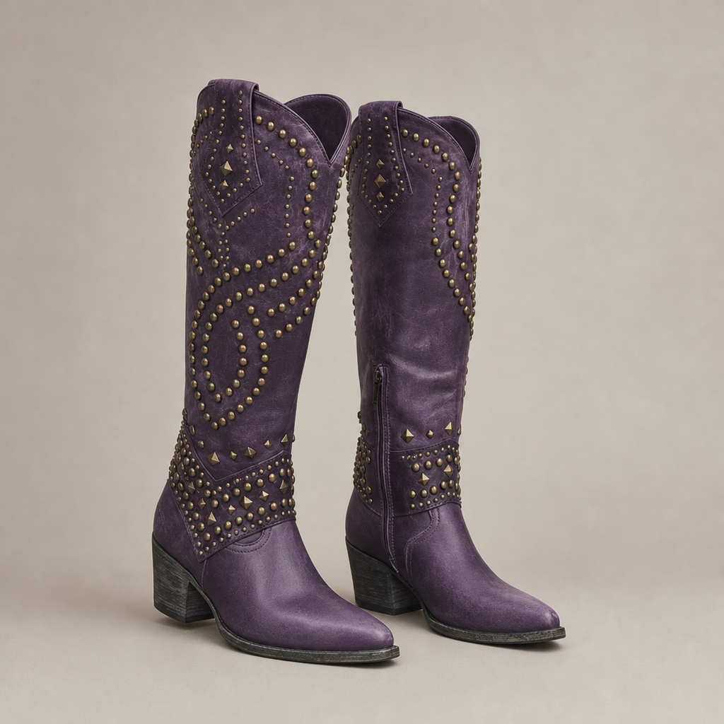Comfortable Women's Studded Heeled Boots for Cozy Autumn Days and Easy Styling
