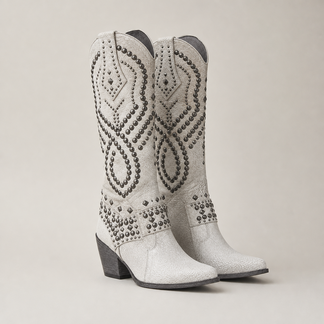Comfortable Women's Studded Heeled Boots for Cozy Autumn Days and Easy Styling
