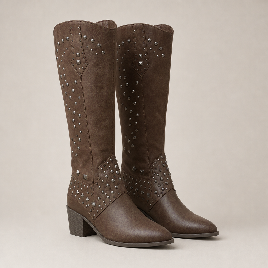 Comfortable Women's Studded Heeled Boots for Cozy Autumn Days and Easy Styling