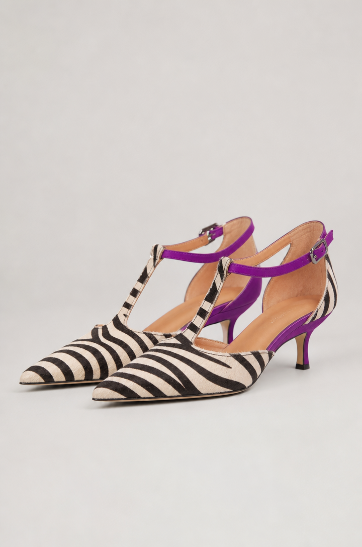 Elegant Women's Zebra T-Strap Pumps for Effortless Everyday Style and Comfort