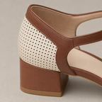 Elegant Women's Perforated T-Strap Pumps for Effortless Everyday Style and Comfort