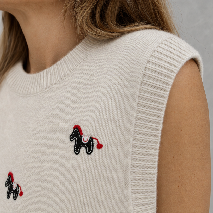 Comfortable Women's Cropped Embroidered Vest with a Chic, Sophisticated Everyday Look