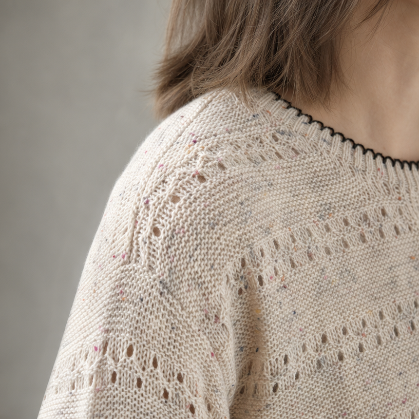 Stylish Women's Eyelet Stripe Pullover for Everyday Wear and Special Occasions