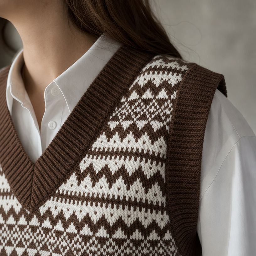 Elegant Women's Cropped Fair Isle Vest for Effortless Everyday Style and Comfort