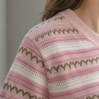 Stylish Striped Eyelet Pullover for Women with a Refined and Modern Appeal
