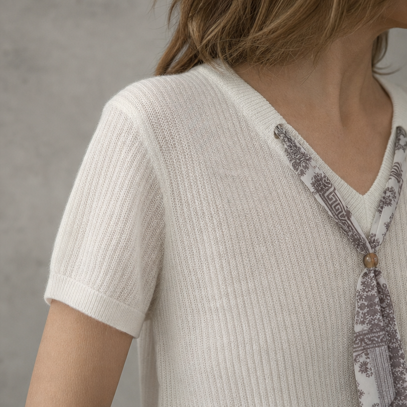 Stylish Women's V-Neck Ribbed Pullover for Everyday Wear and Special Occasions